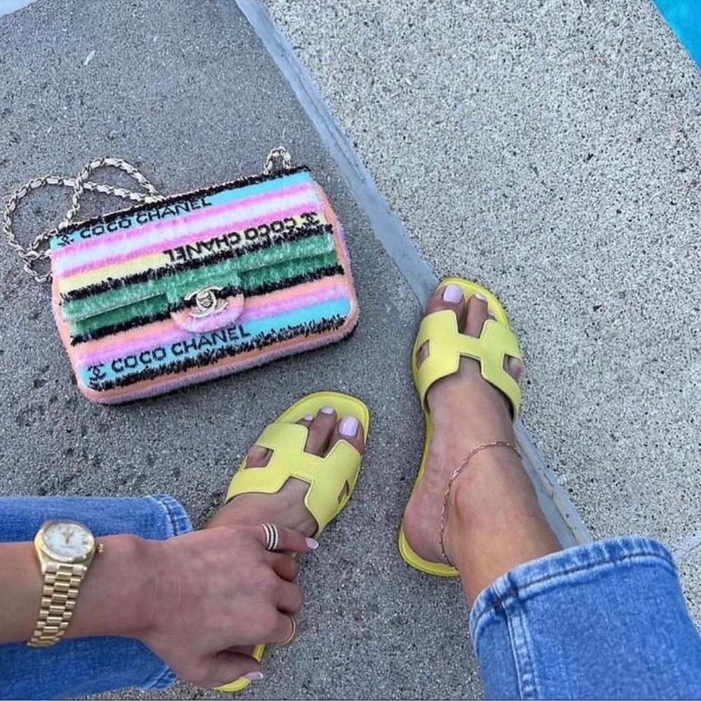 Hermes Yellow Oran Sandals Size 40